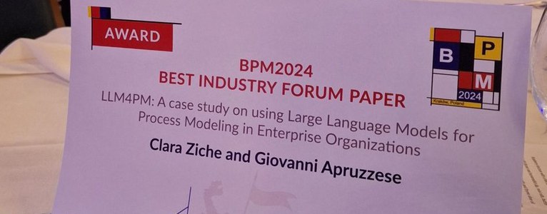 Masterarbeit mit BPM2024 BEST INDUSTRY FORUM Paper Award ausgezeichnet