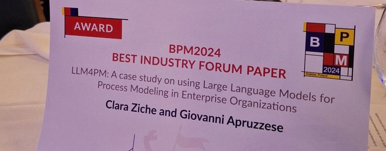 Master's thesis honored with BPM2024 BEST INDUSTRY FORUM Paper Award