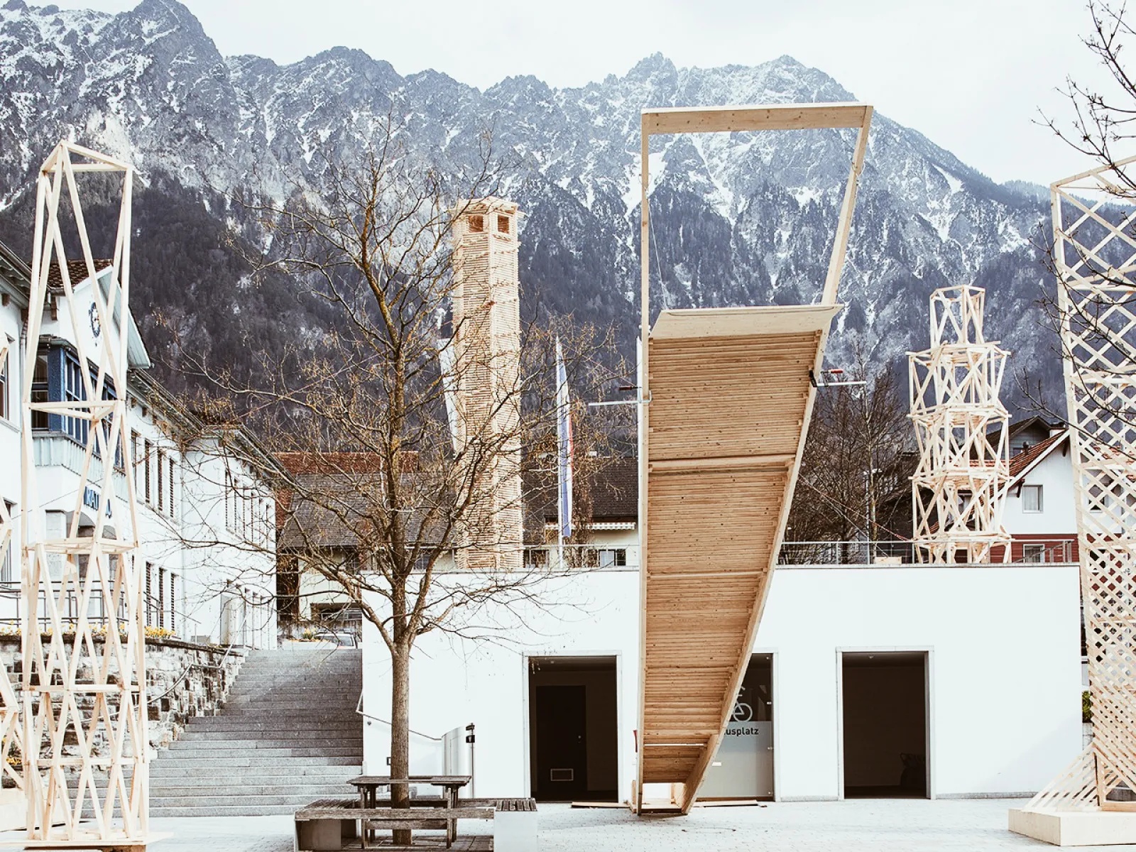 Holztuerme-auf-dem-Dorfplatz-von-Schaan-Liechtenstein-School-of-Architecture