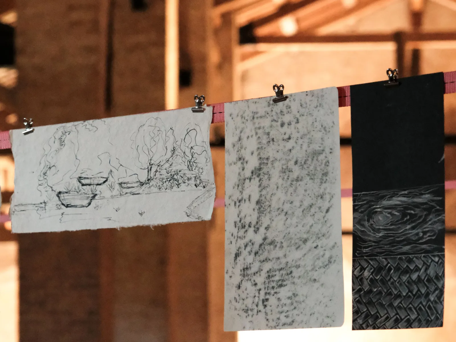 Skizzen auf einer Wäscheleine