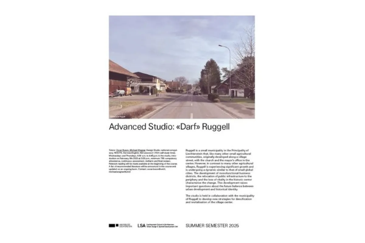 Plakat zum Advanced Studio "Darf.Ruggell"