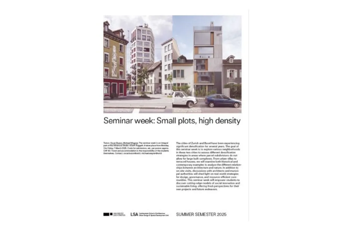 Plakat zu einer Exkursion mit dem Titel "Small plots, high density"