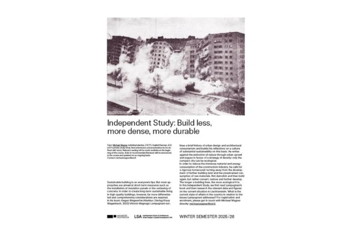 Poster zur Individual Study Build Less, more dense, more durable vom Wintersemester 2025/26