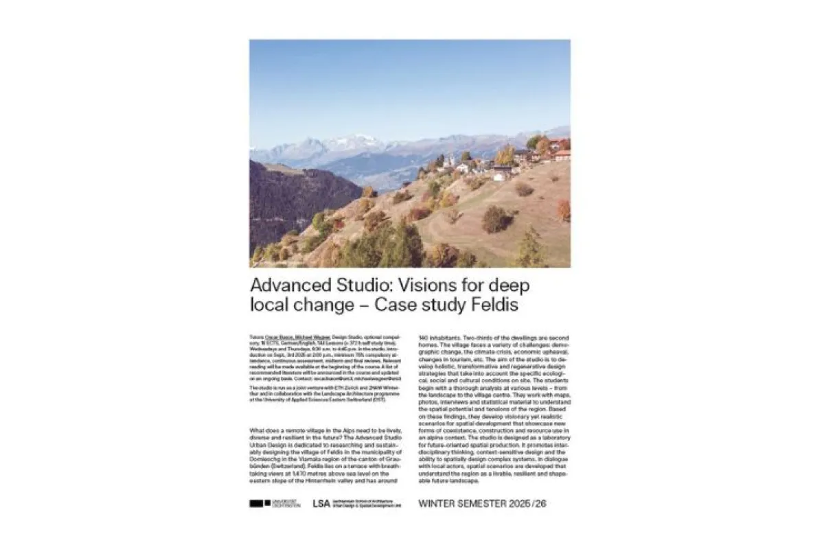 Studiobeschreibung des Advanced Studios Urban Design & Spatial Development vom WS 25/26