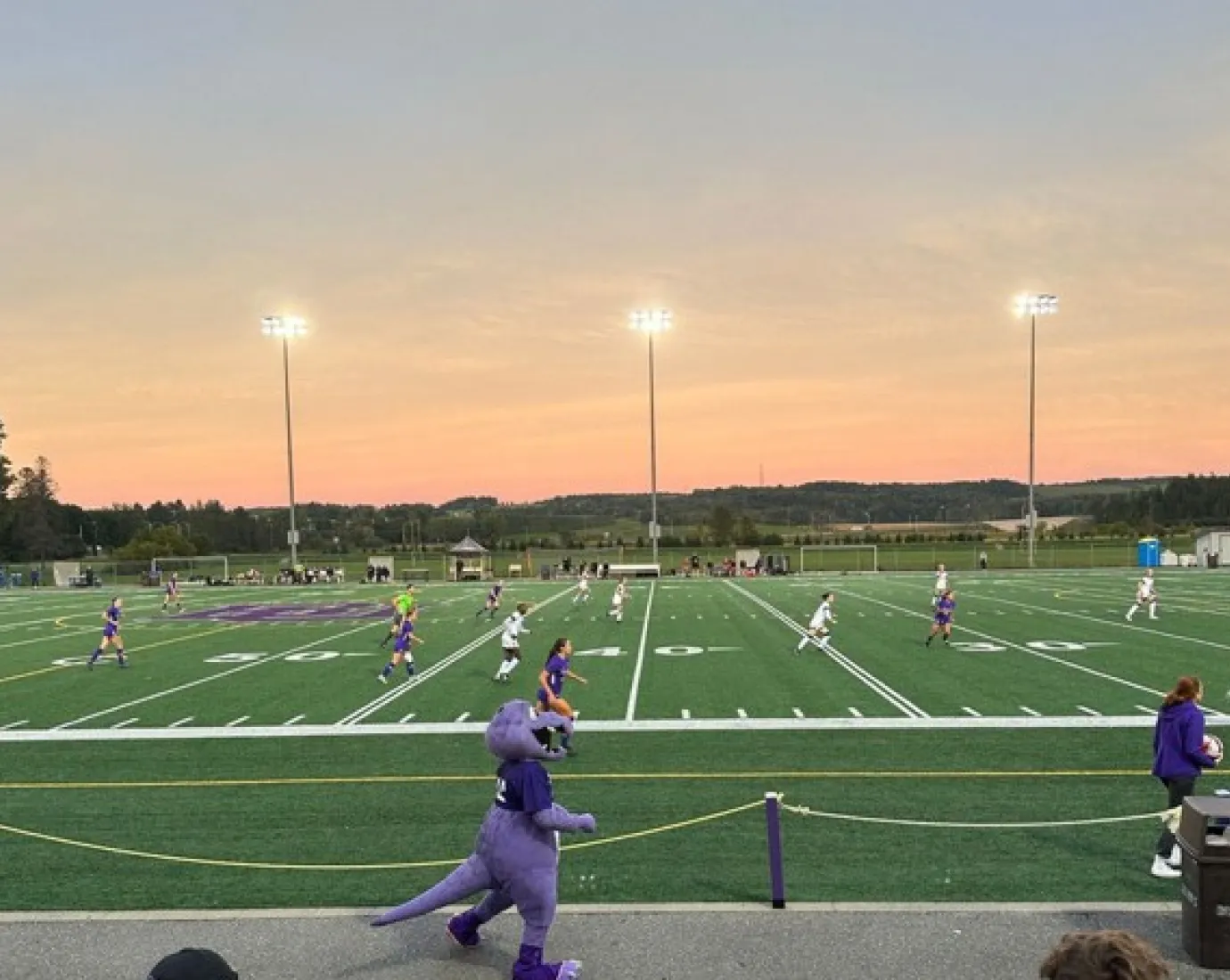 Rugbyfeld mit Sonnuntergang