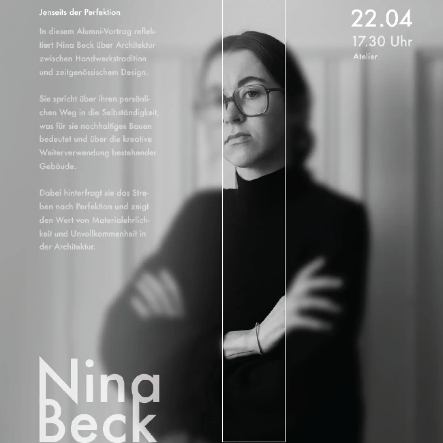 Ein grau/schwarz/weisses Veranstaltungsplakat