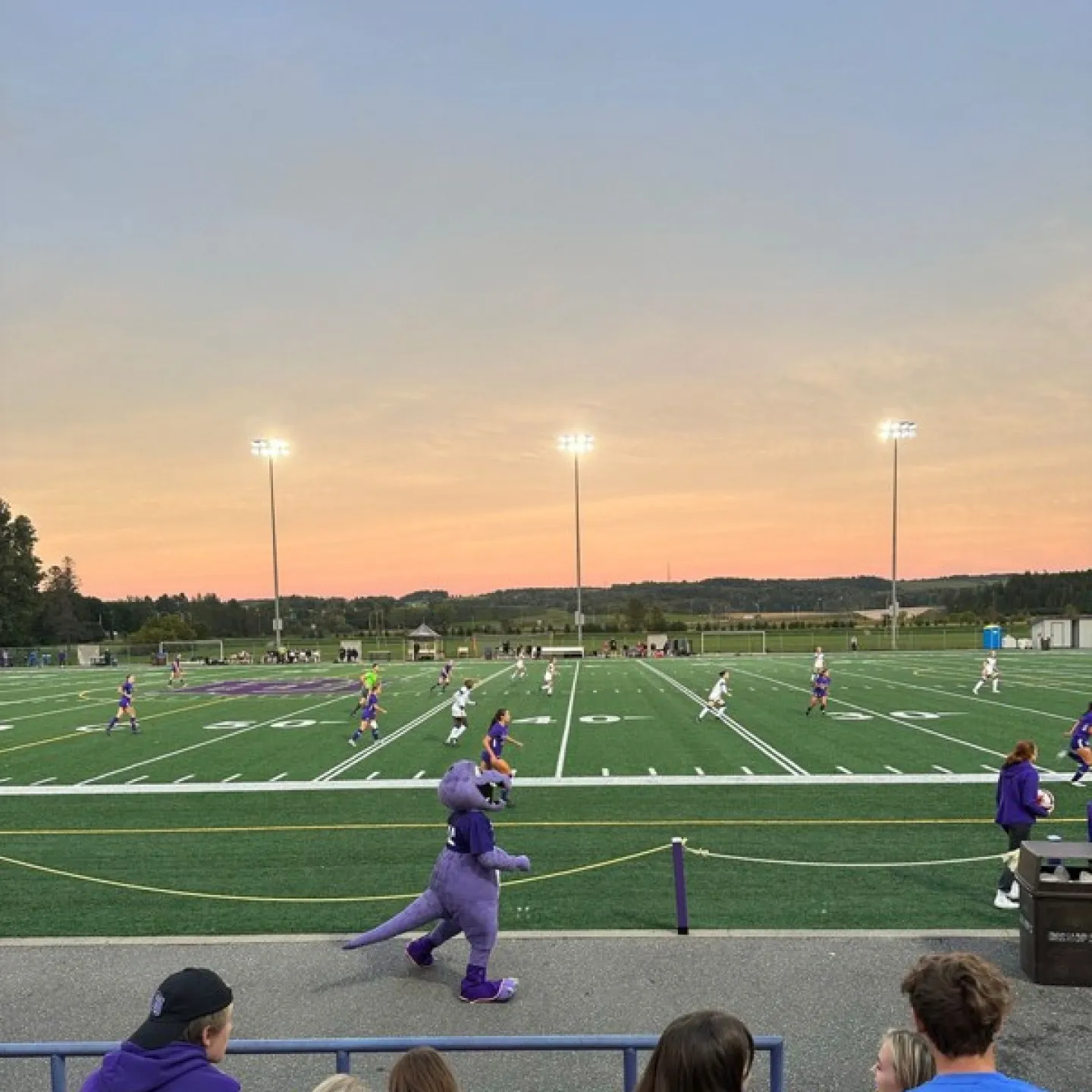 Rugbyfeld mit Sonnuntergang