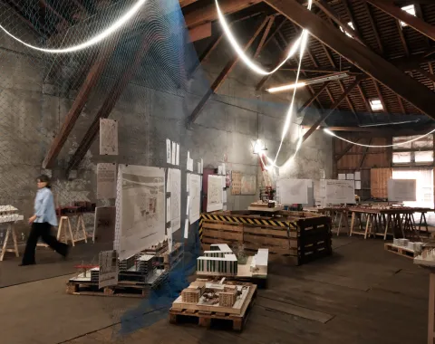 Eine Ausstellung in einem Dachgeschoss