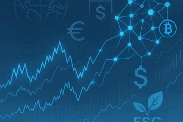 Finacial Economics Graphik mit Währungszeichen und Graphen