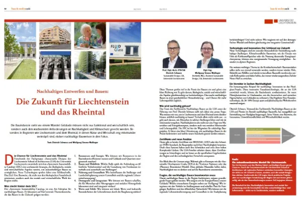 Artikel in einem Magazin über Nachhaltiges Bauen in Liechtenstein