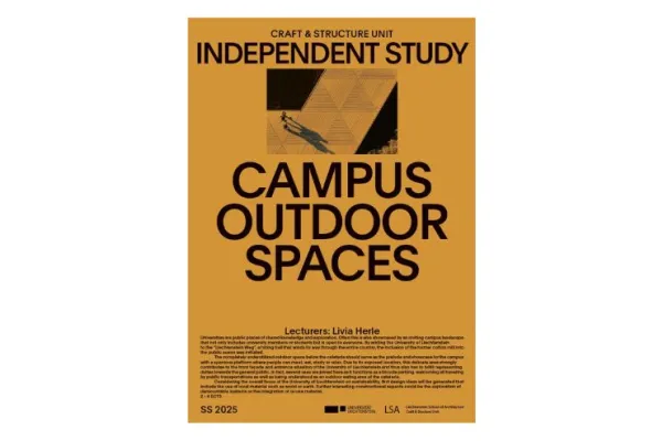 Ockerfarbenes Cover mit dem Titel "Campus Outdoor Spaces"