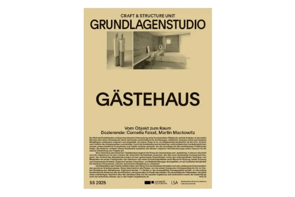 Beiges Poster mit dem Titel "Gästehaus"