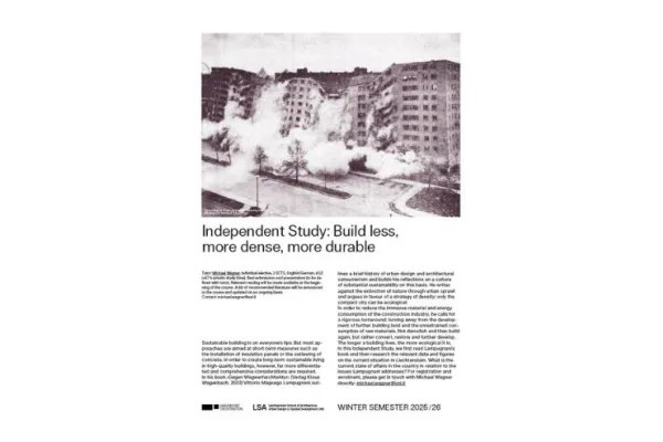 Poster zur Individual Study Build Less, more dense, more durable vom Wintersemester 2025/26