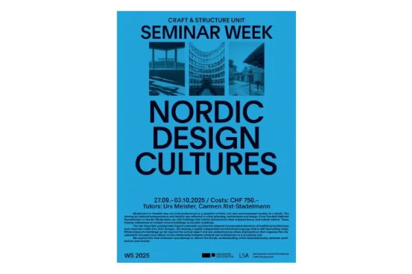 Blaues Poster zur Exkursion des Entwurfsstudios Craft and Structure vom Wintersemester 2025/26