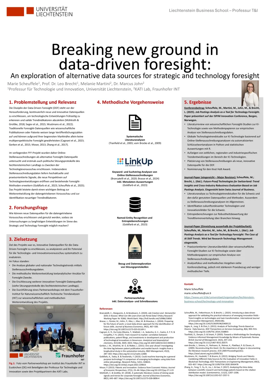 Abschlussposter Breaking new ground in der datengetriebenen Vorausschau – Eine Untersuchung alternativer Datenquellen für strategische und technologische Zukunftsanalyse